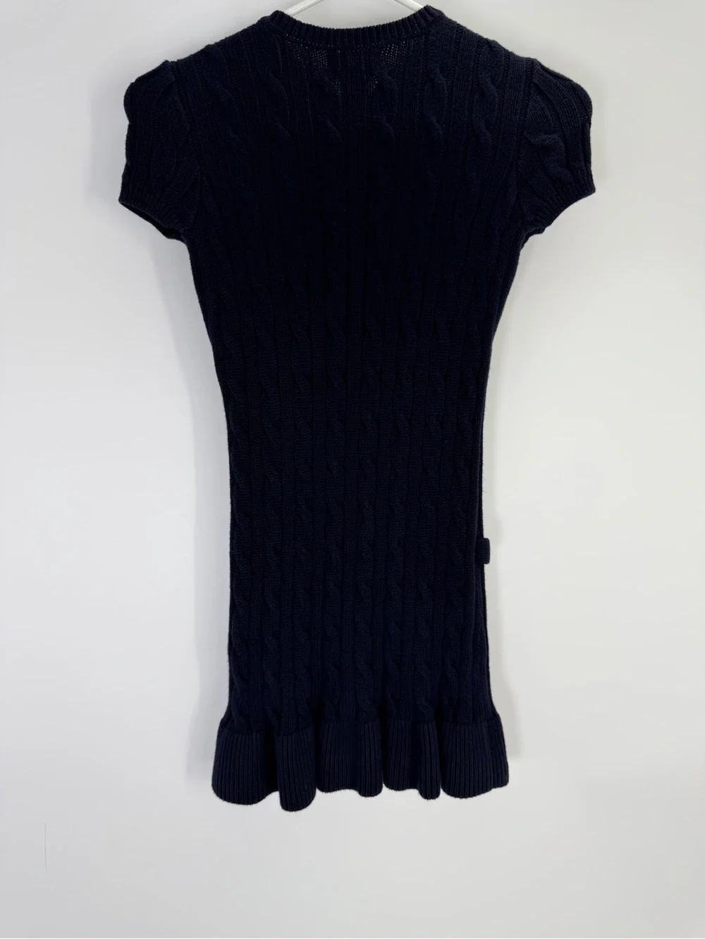 Ralph Lauren Girls Navy Cable Knit Short Sleeve Sweater Dress Medium
